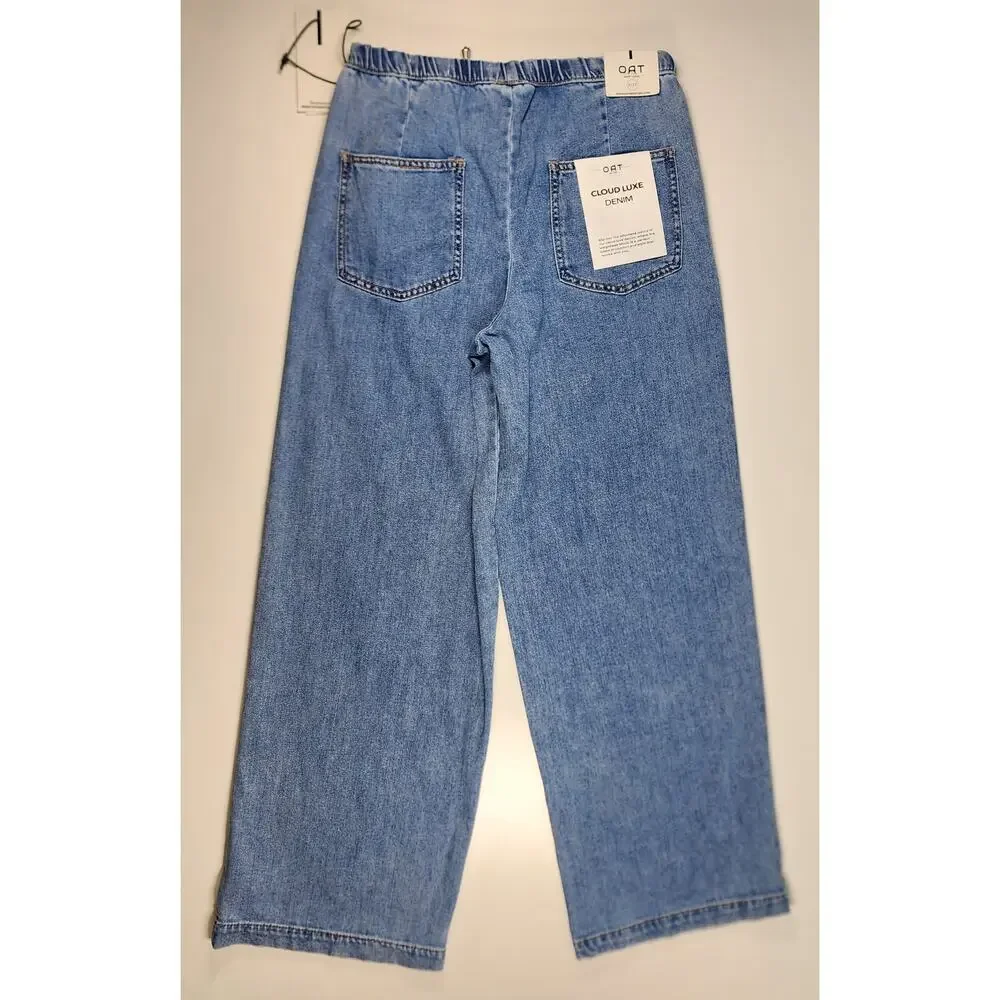 OAT NY Wide Leg Jeans Elastic Waist Drawstring 4/27 NWT - Picture 14 of 15